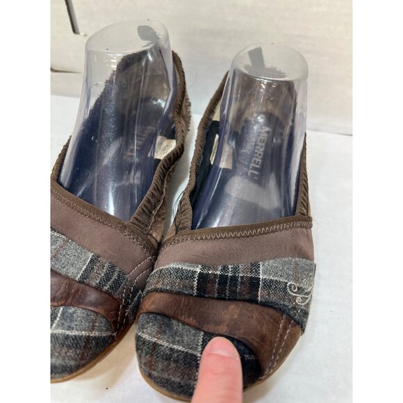 Merrell Delight glove wool Bracken Womens Patchwork Flats Brown & Plaid Slip-On - Picture 2 of 8